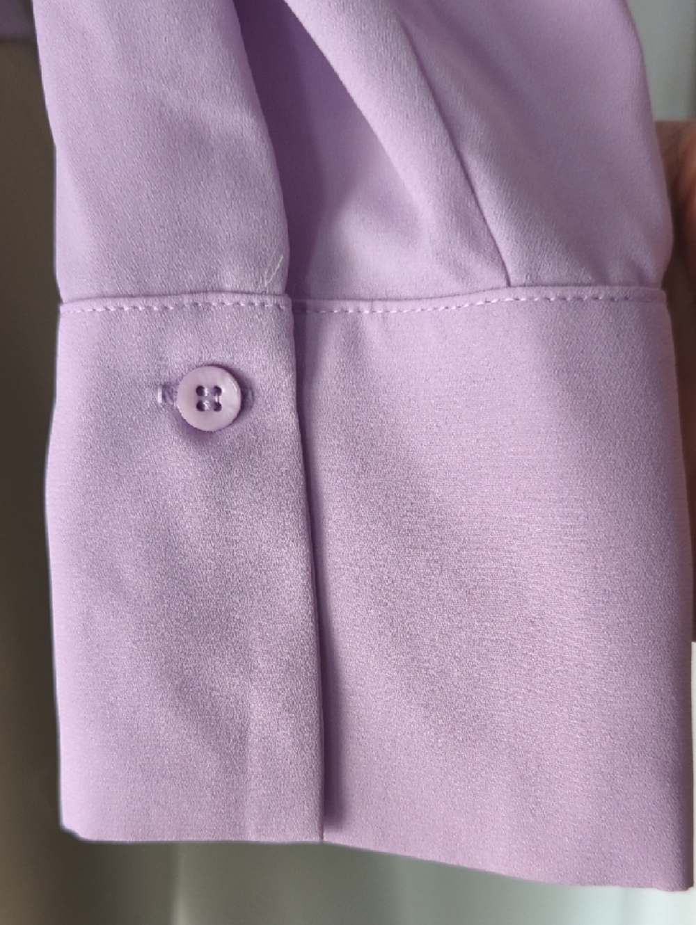 Lavender Ruffle Front Mandarin-Collar Blouse - Picture 4 of 7